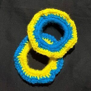 Blue and Yellow Handmade Hair Scrunchies